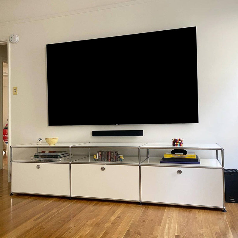 White Metal Sideboard with Drawers Modern Indoor Dining Buffet