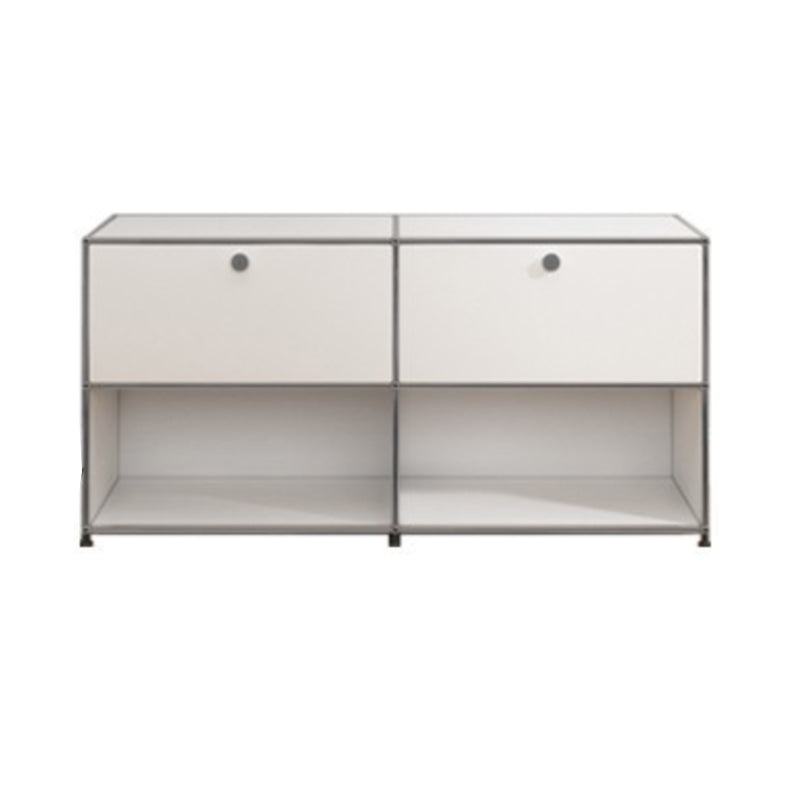 White Metal Sideboard with Drawers Modern Indoor Dining Buffet