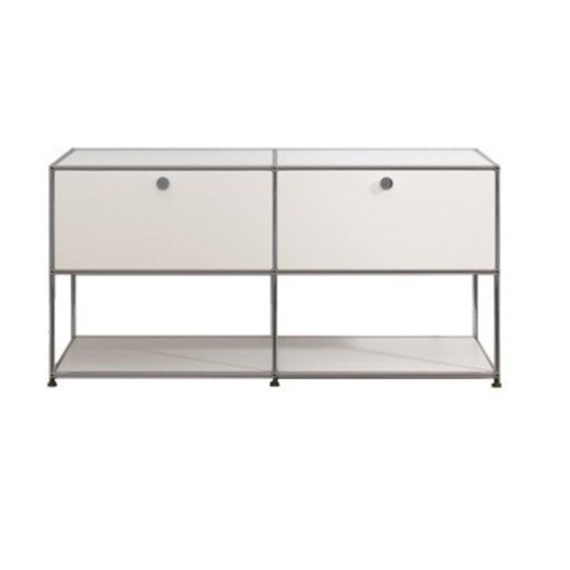 White Metal Sideboard with Drawers Modern Indoor Dining Buffet