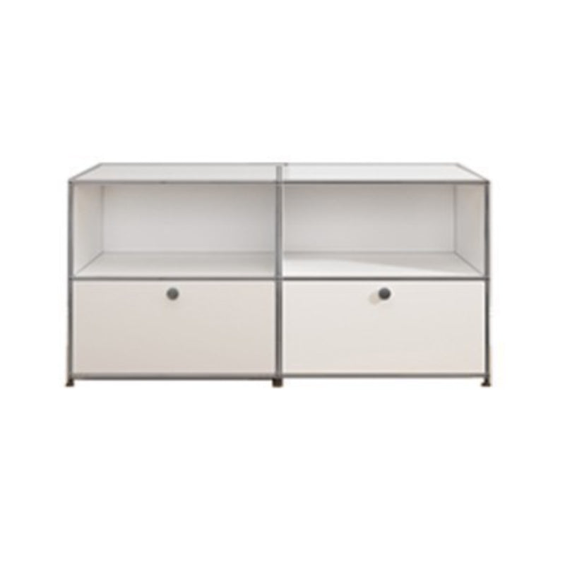 White Metal Sideboard with Drawers Modern Indoor Dining Buffet