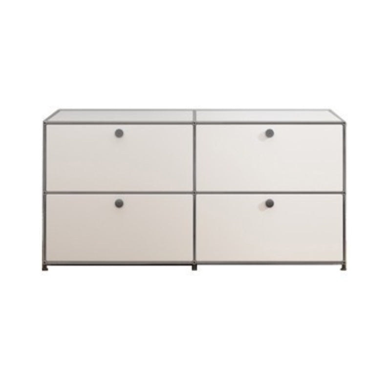 White Metal Sideboard with Drawers Modern Indoor Dining Buffet