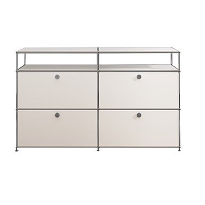 White Metal Sideboard with Drawers Modern Indoor Dining Buffet