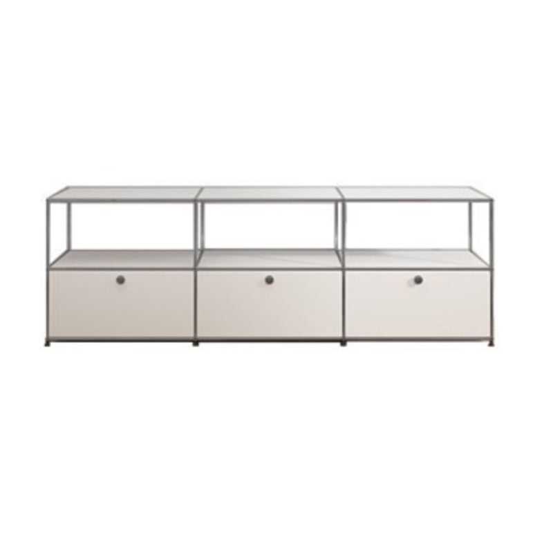 White Metal Sideboard with Drawers Modern Indoor Dining Buffet