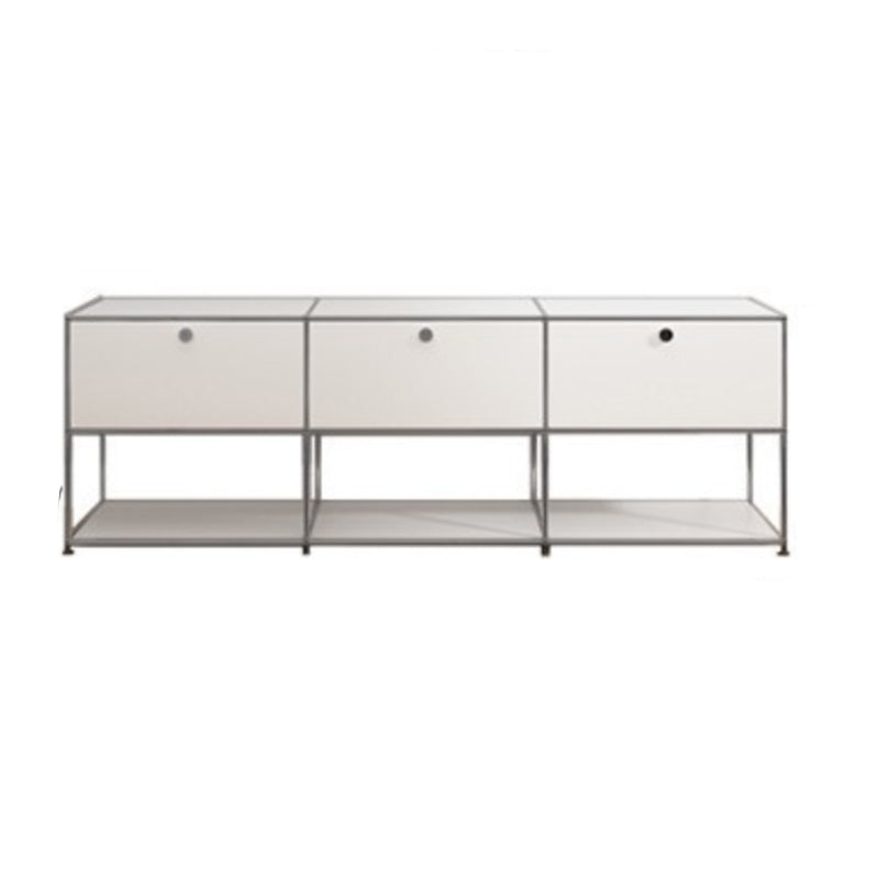 White Metal Sideboard with Drawers Modern Indoor Dining Buffet