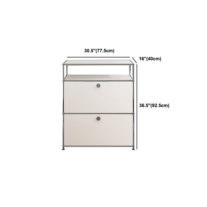 White Metal Sideboard with Drawers Modern Indoor Dining Buffet