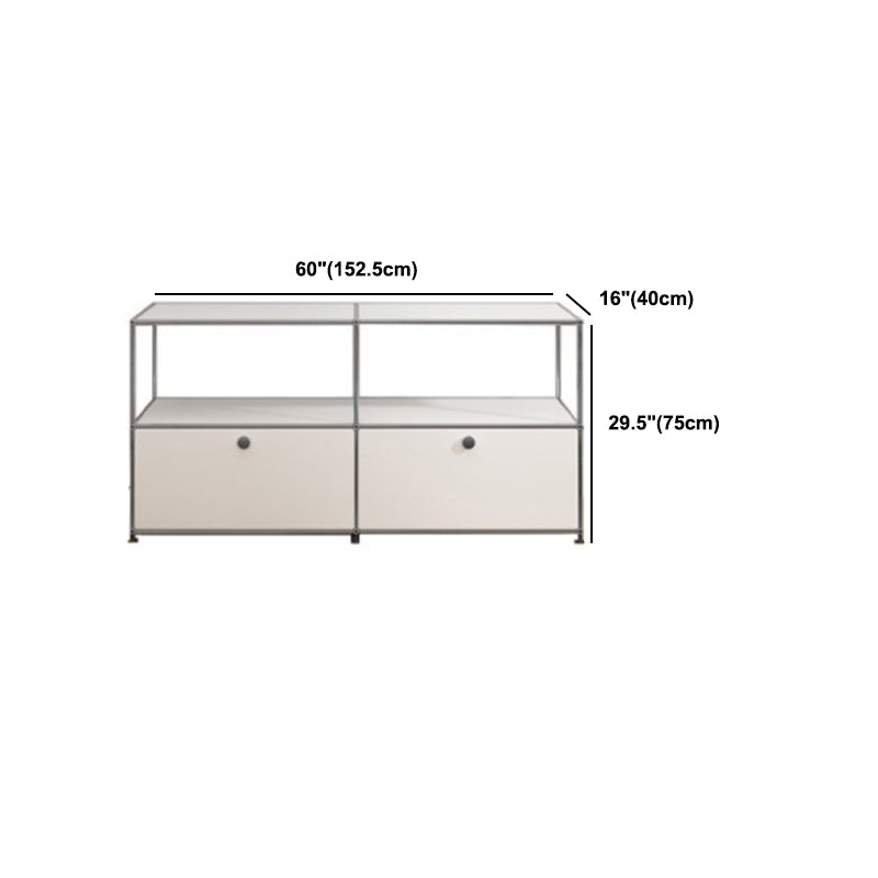 White Metal Sideboard with Drawers Modern Indoor Dining Buffet