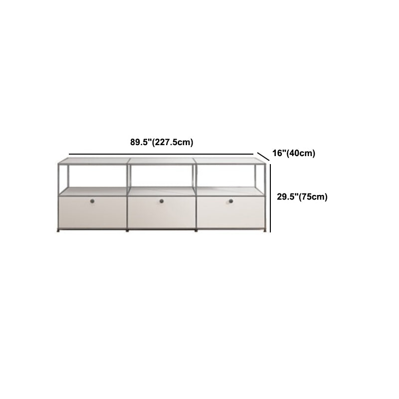 White Metal Sideboard with Drawers Modern Indoor Dining Buffet