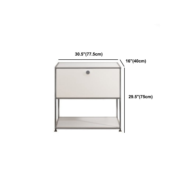 White Metal Sideboard with Drawers Modern Indoor Dining Buffet