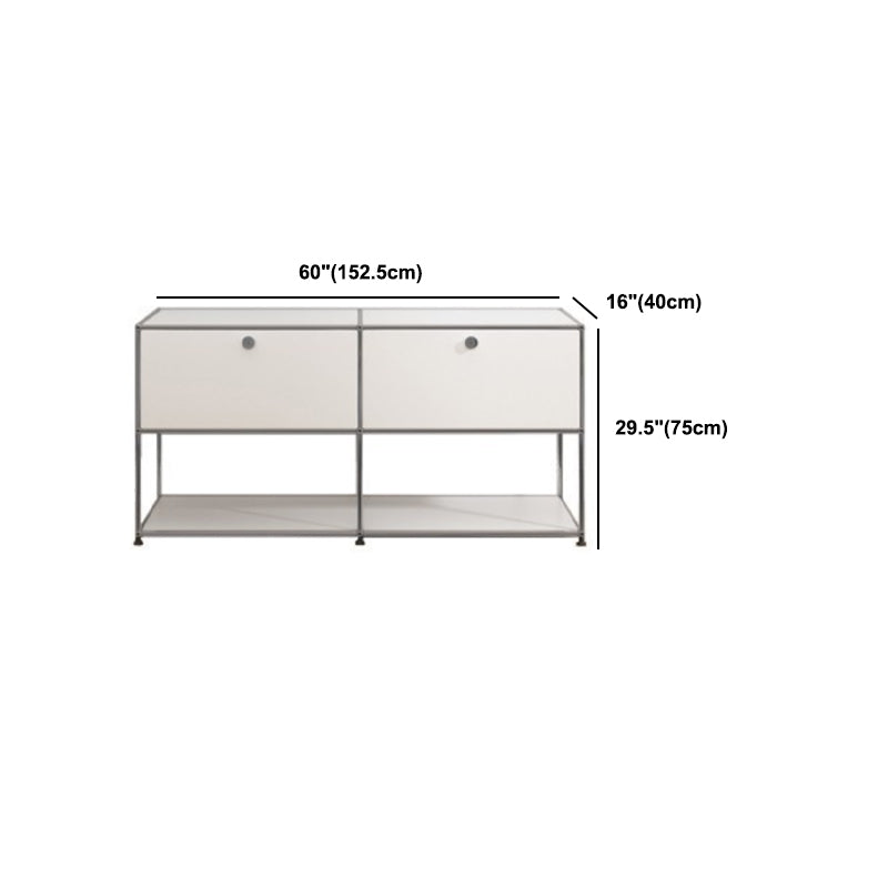 White Metal Sideboard with Drawers Modern Indoor Dining Buffet