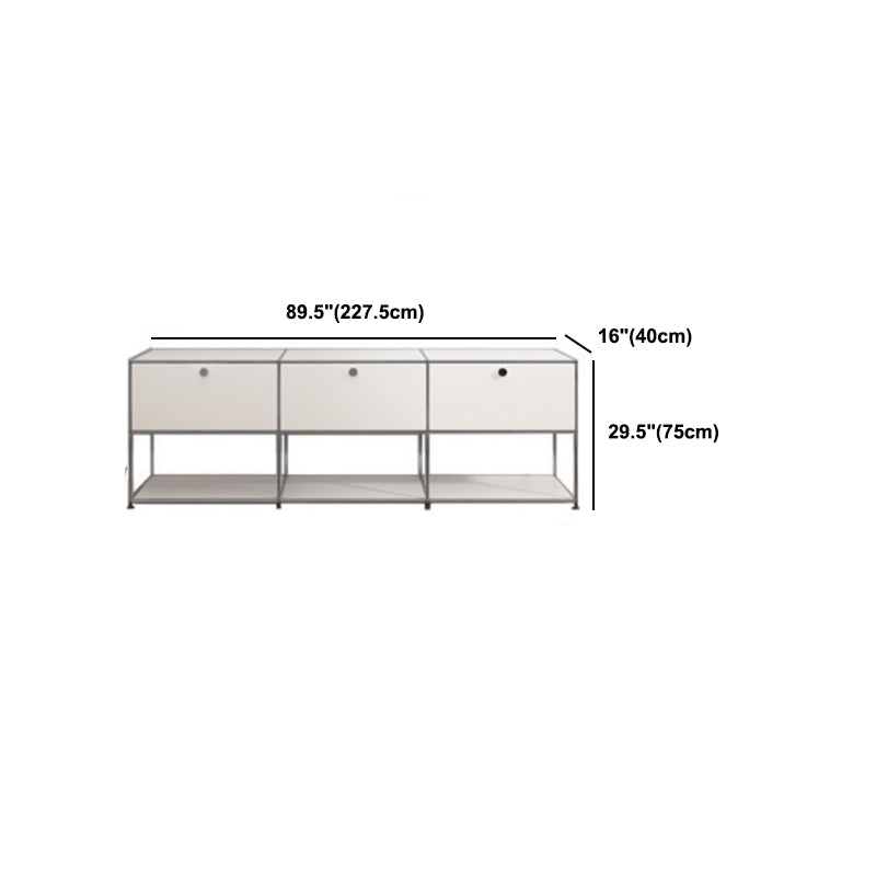 White Metal Sideboard with Drawers Modern Indoor Dining Buffet