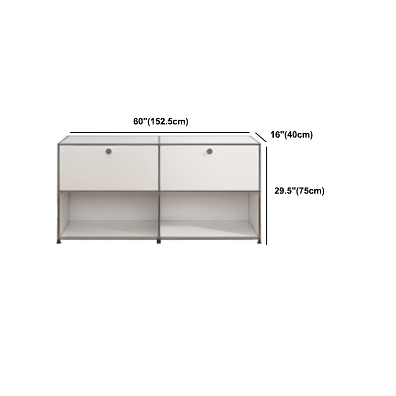 White Metal Sideboard with Drawers Modern Indoor Dining Buffet