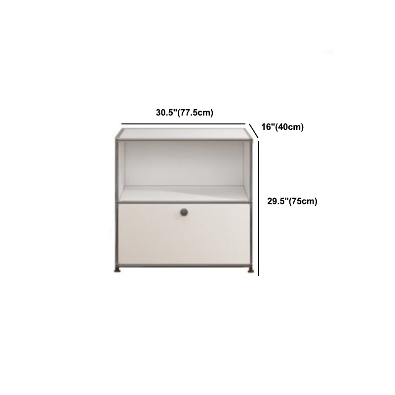 White Metal Sideboard with Drawers Modern Indoor Dining Buffet