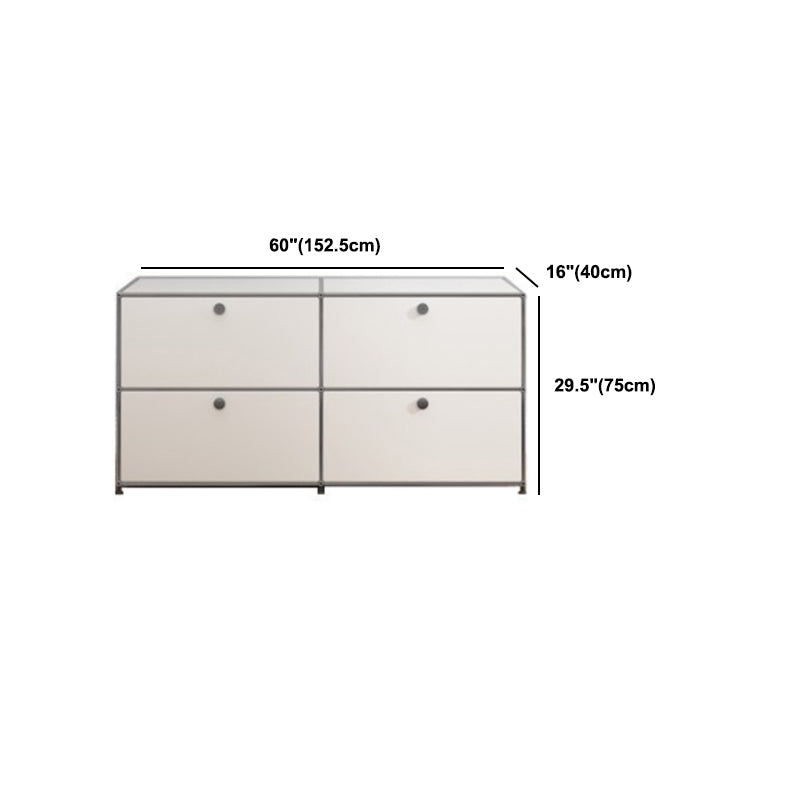 White Metal Sideboard with Drawers Modern Indoor Dining Buffet