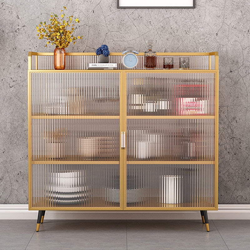 Contemporary Dining Server for Living Room Polished Finish Sideboard with Metal Legs