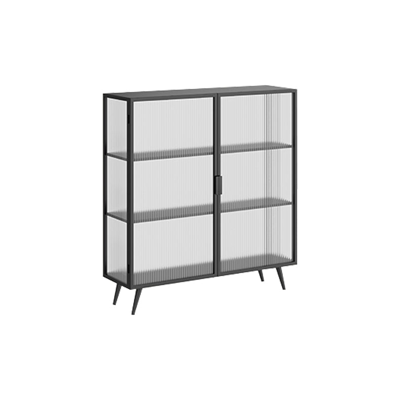 Contemporary Dining Server for Living Room Polished Finish Sideboard with Metal Legs