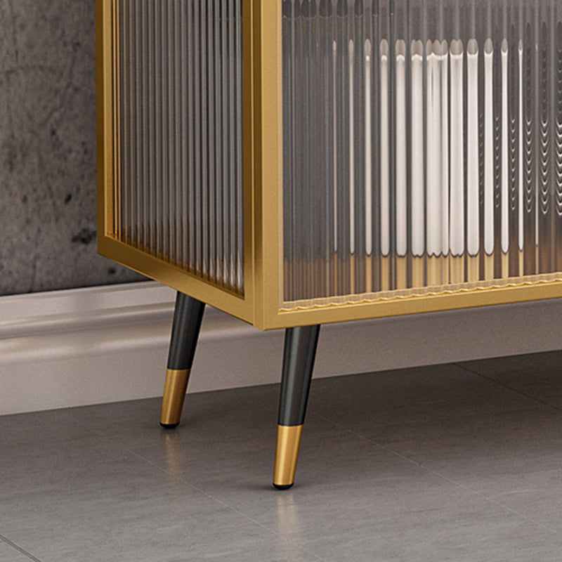 Contemporary Dining Server for Living Room Polished Finish Sideboard with Metal Legs