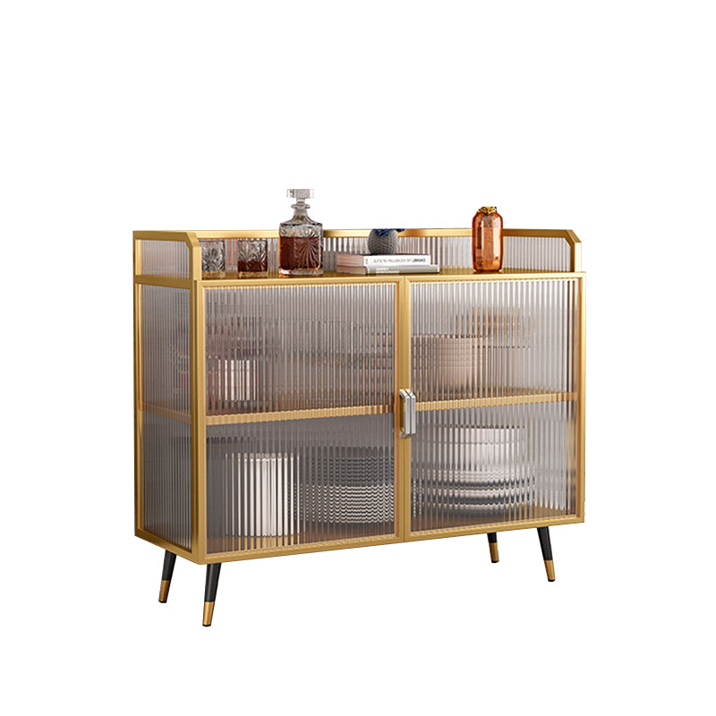 Contemporary Dining Server for Living Room Polished Finish Sideboard with Metal Legs