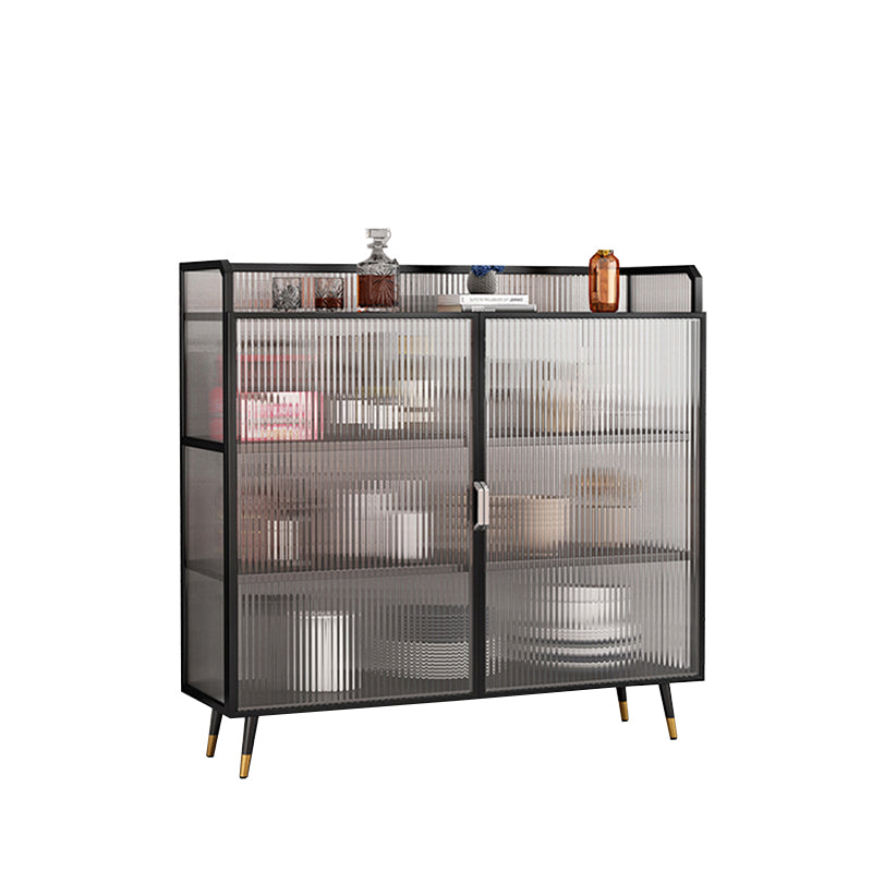 Contemporary Dining Server for Living Room Polished Finish Sideboard with Metal Legs