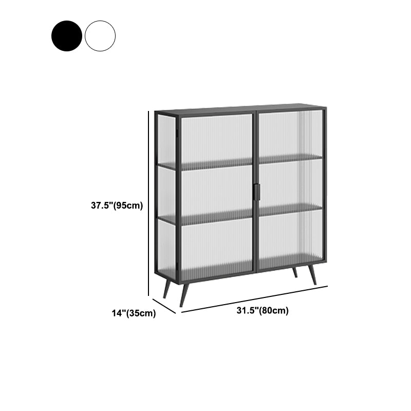 Contemporary Dining Server for Living Room Polished Finish Sideboard with Metal Legs