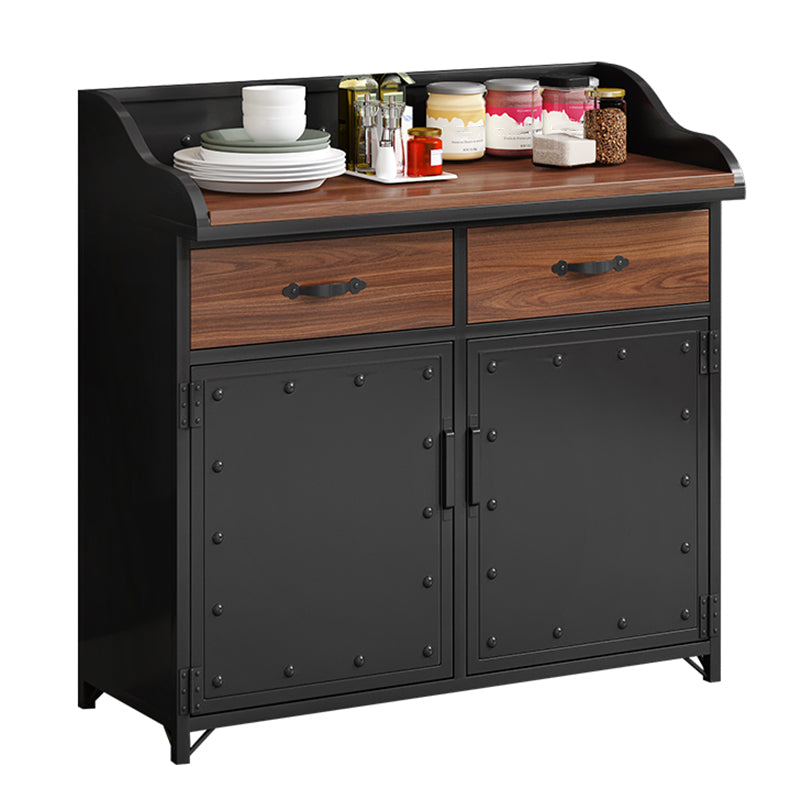 Wood Dining Server Metal Frame Server with 2 Drawers and Storage