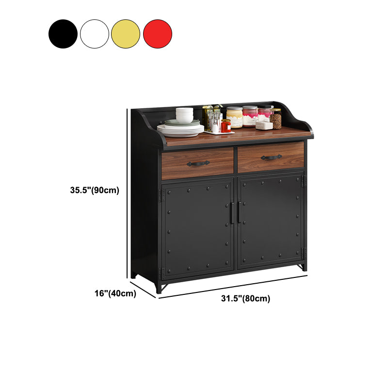 Wood Dining Server Metal Frame Server with 2 Drawers and Storage