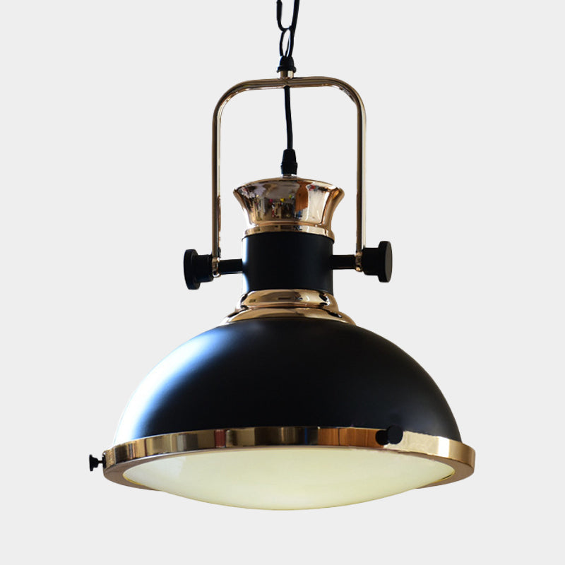 Metal Black Finish Ceiling Light Fixture Dome 1 Light Vintage Hanging Lamp Kit with Adjustable Handle