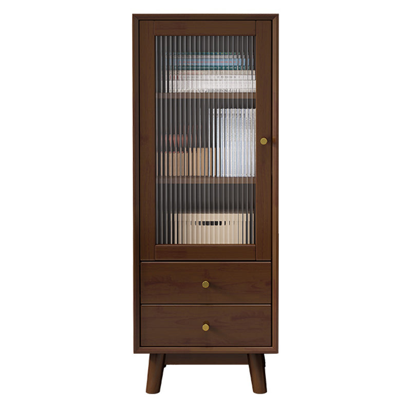 Solid Wood Display Cabinet Glass Door Storage Cabinet with Drawers for Living Room