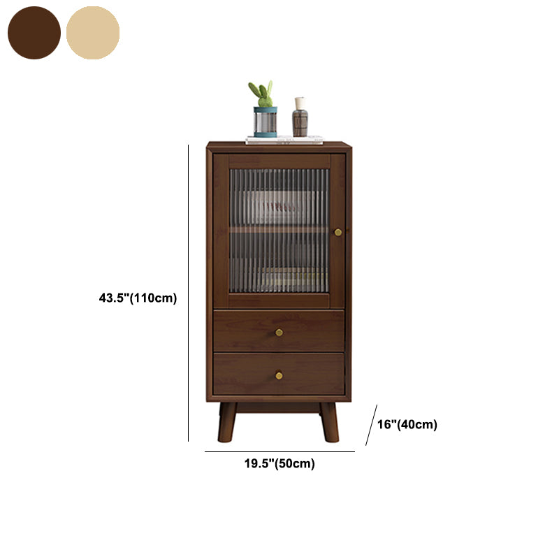 Solid Wood Display Cabinet Glass Door Storage Cabinet with Drawers for Living Room