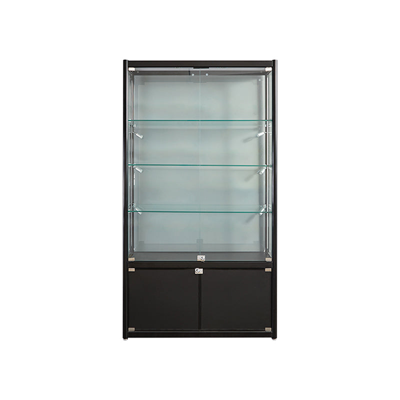 Black Curio Cabinet Modern Metal Display Stand with Locking Door