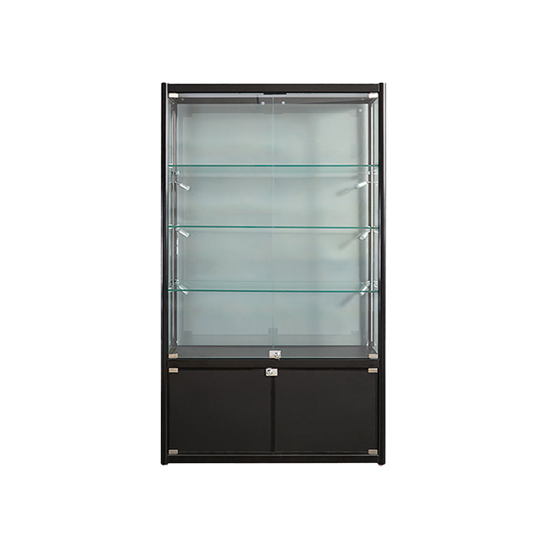 Black Curio Cabinet Modern Metal Display Stand with Locking Door