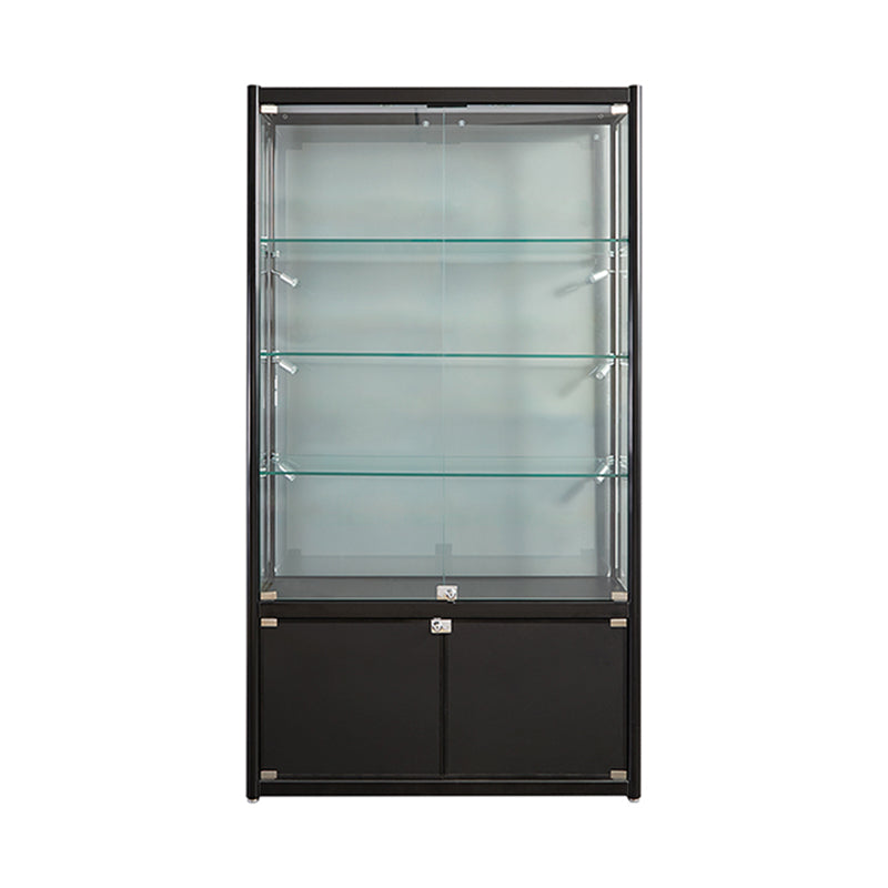 Black Curio Cabinet Modern Metal Display Stand with Locking Door