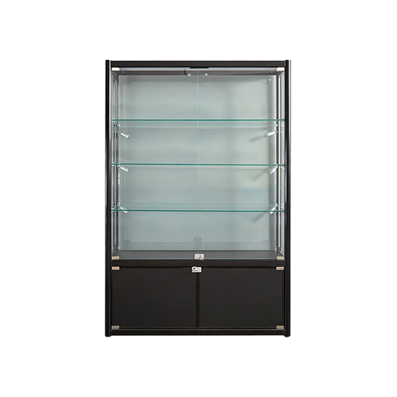 Black Curio Cabinet Modern Metal Display Stand with Locking Door