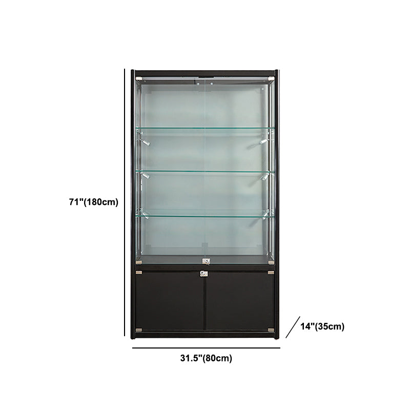 Black Curio Cabinet Modern Metal Display Stand with Locking Door