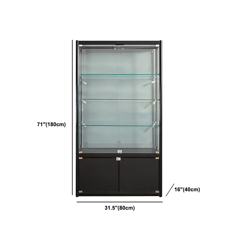 Black Curio Cabinet Modern Metal Display Stand with Locking Door