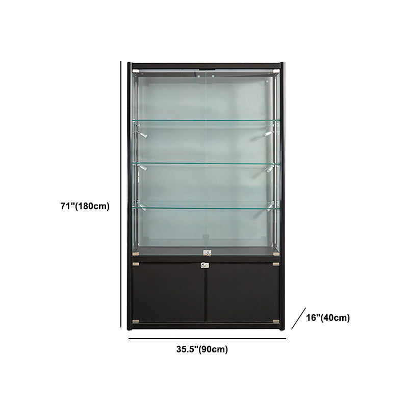 Black Curio Cabinet Modern Metal Display Stand with Locking Door