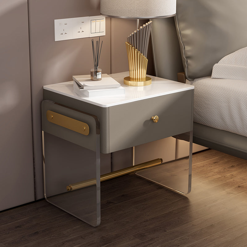 Modern Drawer Storage Night Table Stone Nightstand for Bedroom