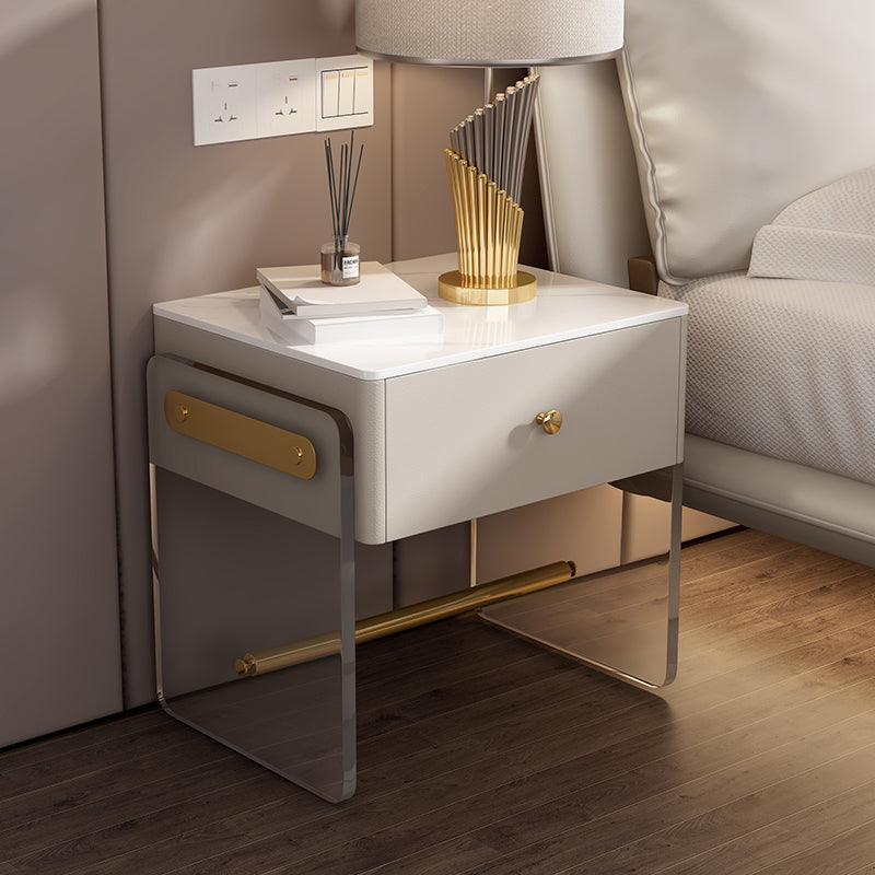 Modern Drawer Storage Night Table Stone Nightstand for Bedroom