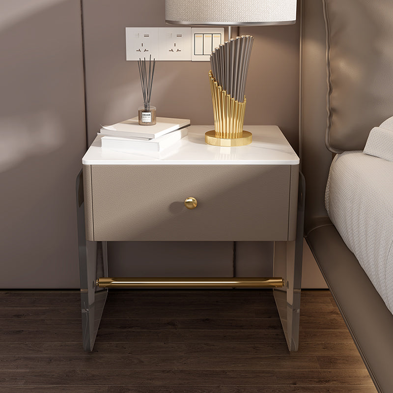 Modern Drawer Storage Night Table Stone Nightstand for Bedroom