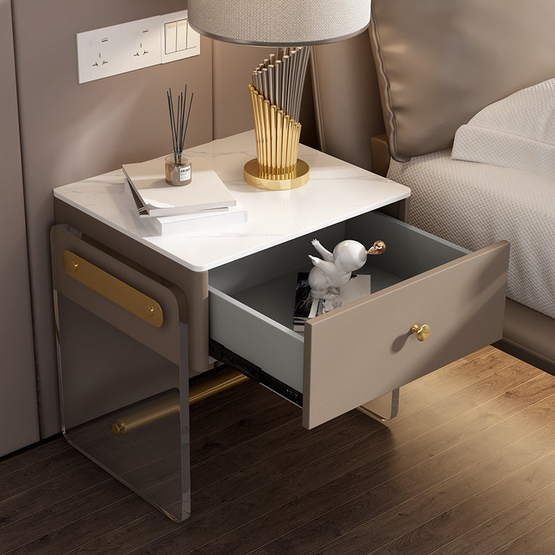 Modern Drawer Storage Night Table Stone Nightstand for Bedroom