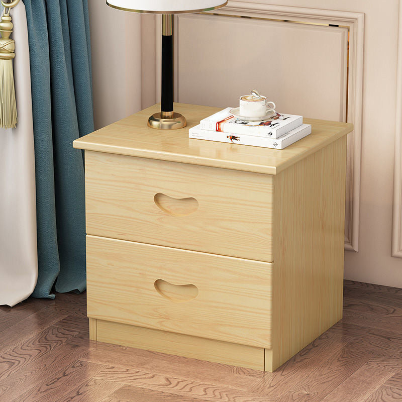 Solid Wood Accent Table Nightstand Modern Bed Nightstand with 2 Drawers