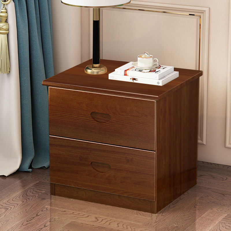 Solid Wood Accent Table Nightstand Modern Bed Nightstand with 2 Drawers