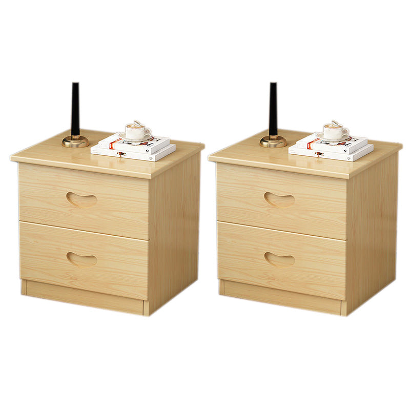 Solid Wood Accent Table Nightstand Modern Bed Nightstand with 2 Drawers