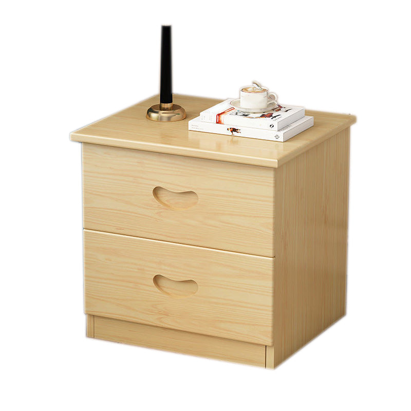 Solid Wood Accent Table Nightstand Modern Bed Nightstand with 2 Drawers