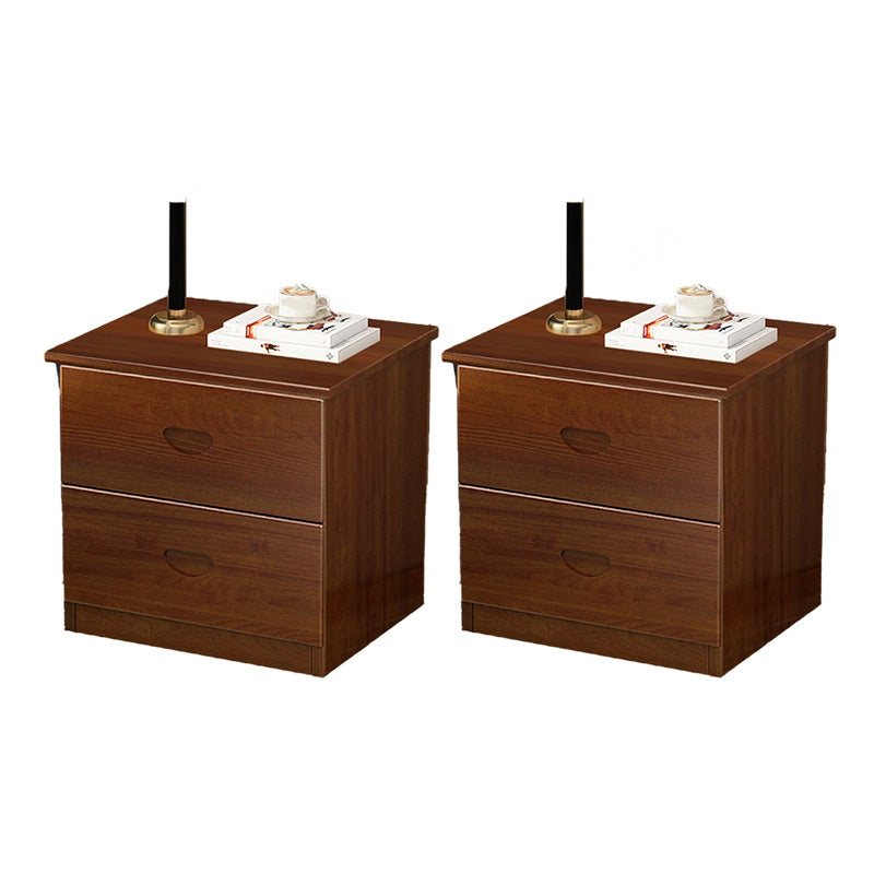 Solid Wood Accent Table Nightstand Modern Bed Nightstand with 2 Drawers