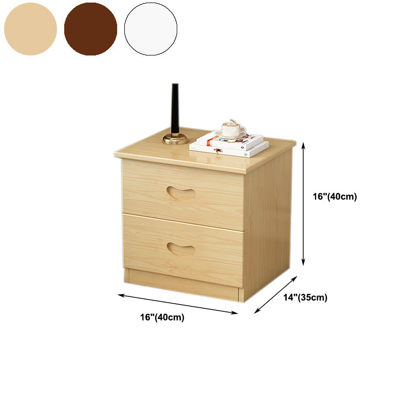 Solid Wood Accent Table Nightstand Modern Bed Nightstand with 2 Drawers