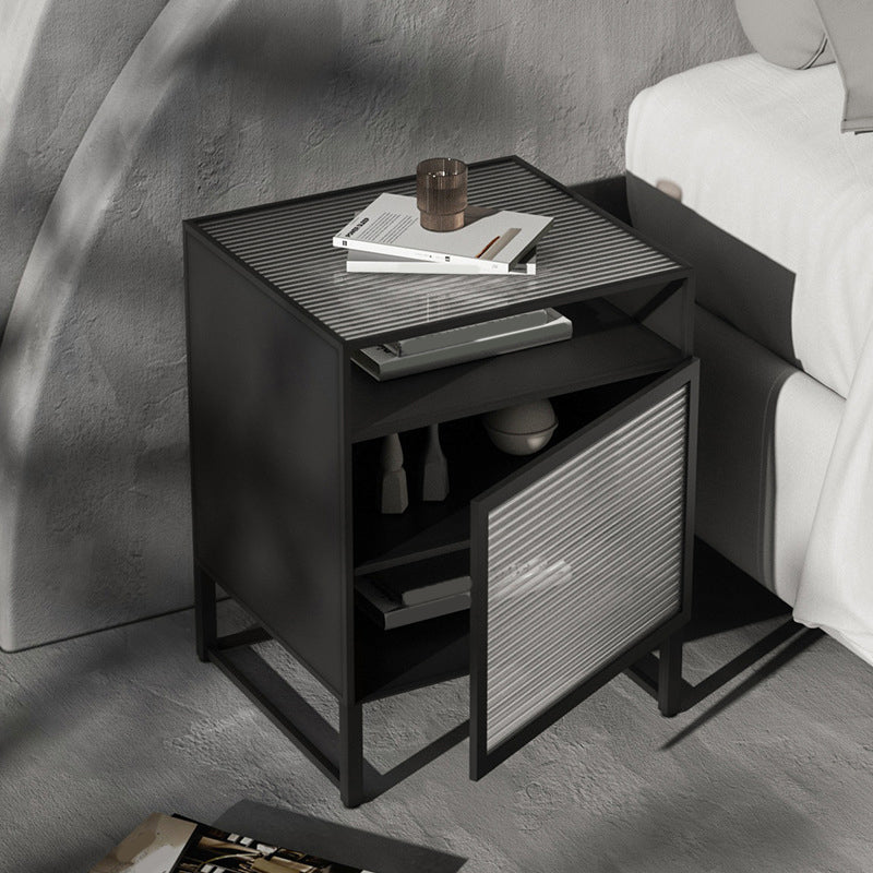 Modern Glass Night Table Storage Bedside Cabinet for Bedroom