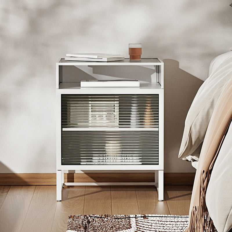 Modern Glass Night Table Storage Bedside Cabinet for Bedroom