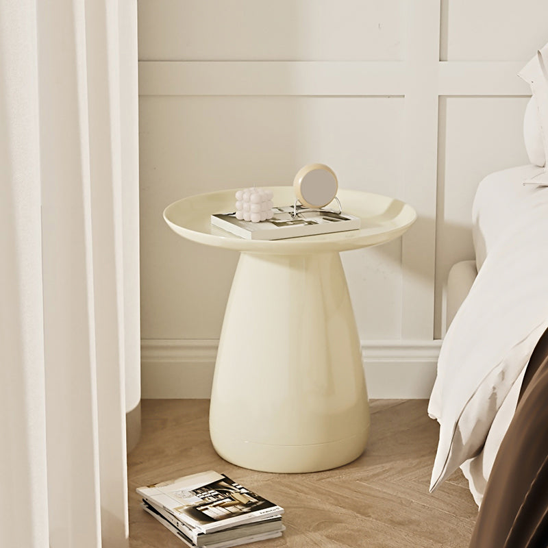 Modern Round Night Table Plastic Accent Table Nightstand for Bedroom