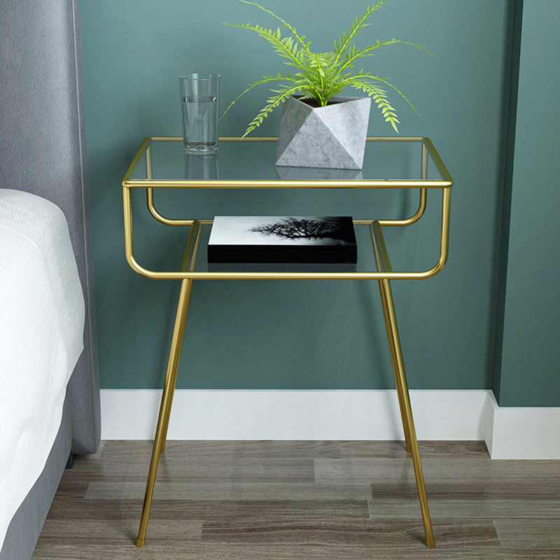 Contemporary Glass Accent Table Nightstand 23.6" Tall Bed Nightstand