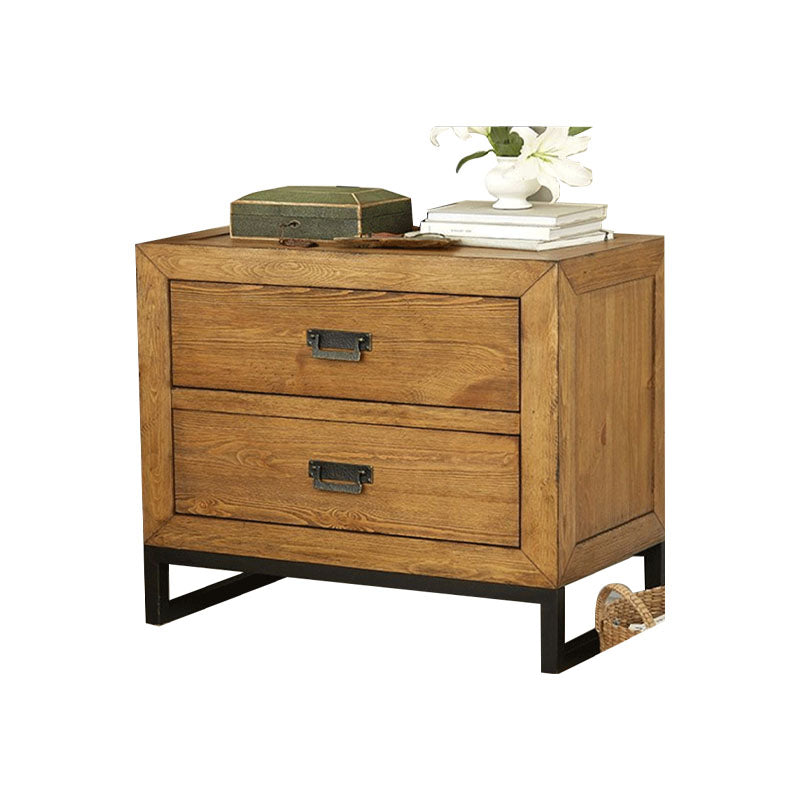 Industrial Pine Bed Nightstand Drawer Storage Night Table for Bedroom